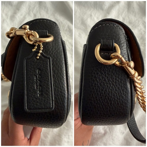👑✅PRICE FIRM✅COACH Black Pebbled Leather & Gold Studded Bag Wallet Set. NWOT - Picture 7 of 17